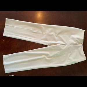 White flat front side zipper slacks from Talbots. Inseam 27”